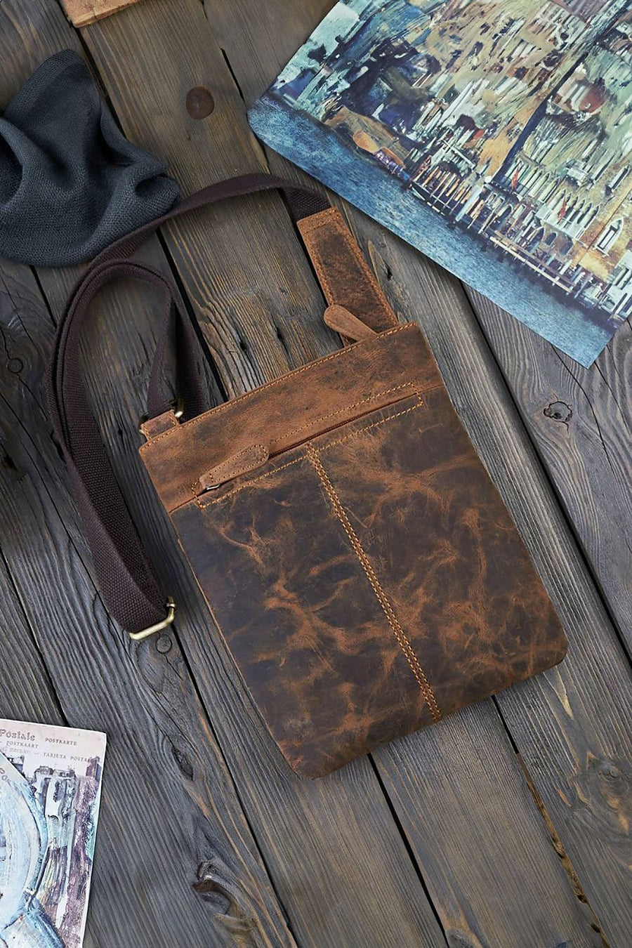  Sac en cuir naturel model 191538 Galanter 